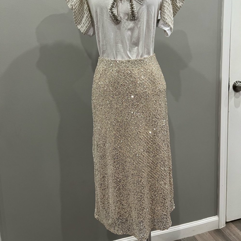 Elegant Sequin Skirt in Cream